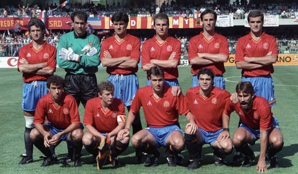 Spain National Football Team with 1990 shirt at World Cup